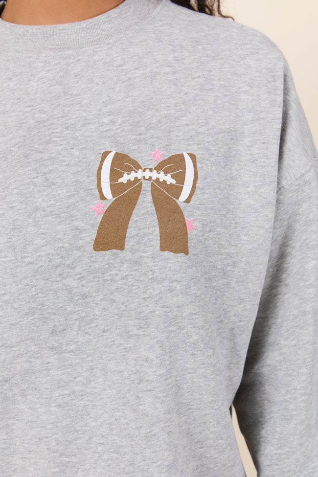 Football Bow Light Grey Graphic Sweatshirt DOORBUSTER - Terpint