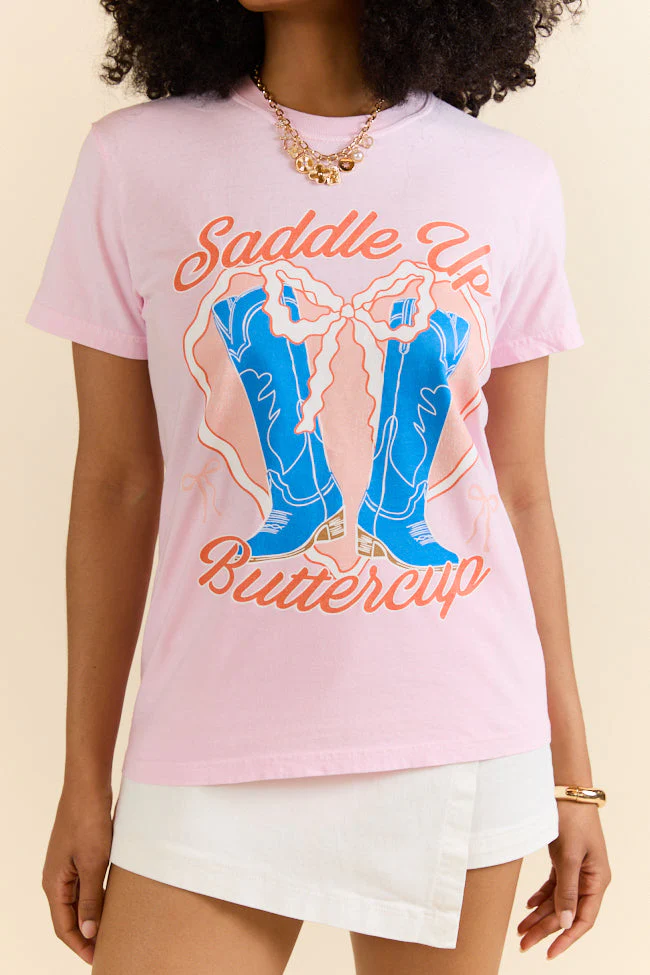 Saddle Up Buttercup Light Pink Graphic Tee - Terpint