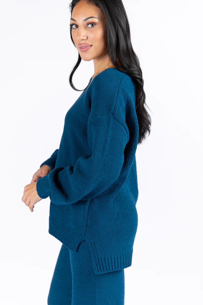 Cozy For Keeps Navy V-Neck Sweater FINAL SALE - Terpint