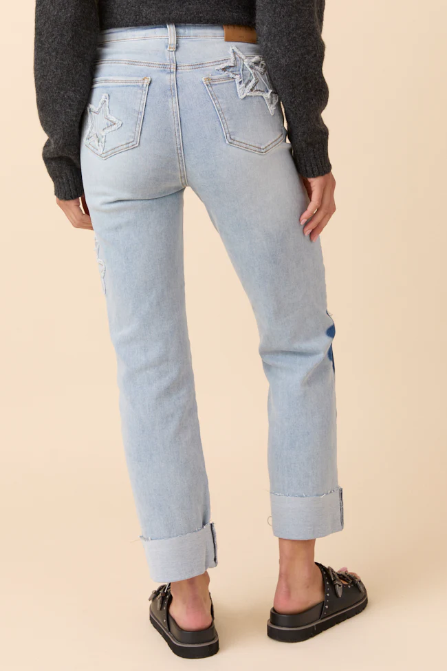 Cara Light Wash Patch Jeans - Terpint