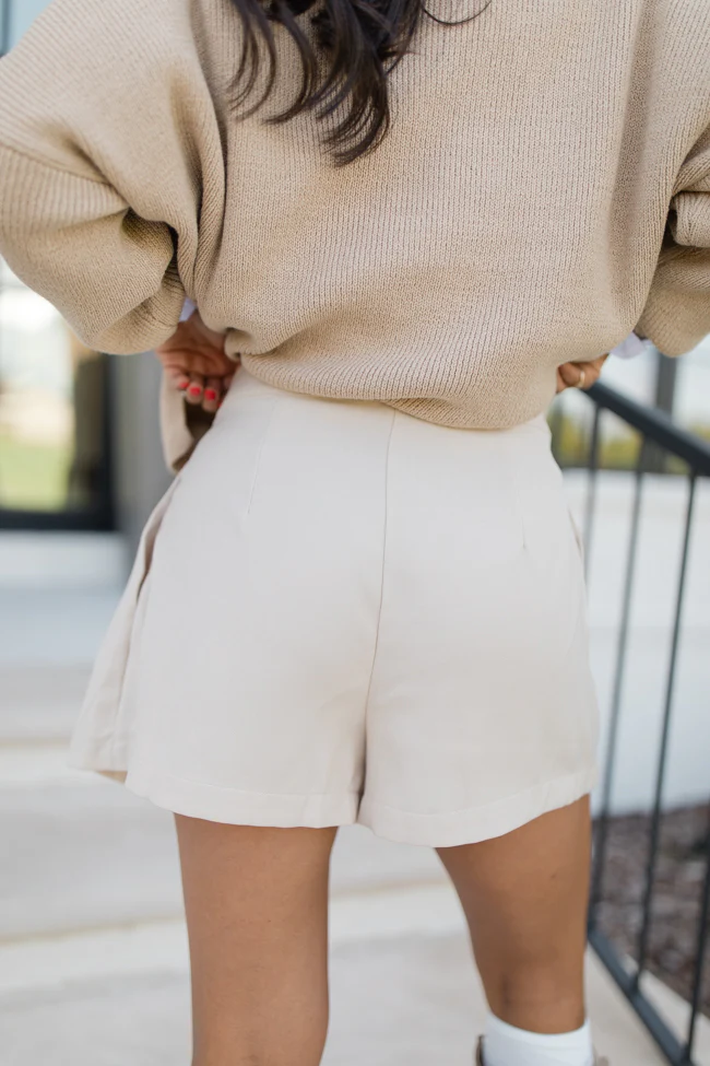 Follow The Tempo Champagne Pleated Side Skort FINAL SALE - Terpint