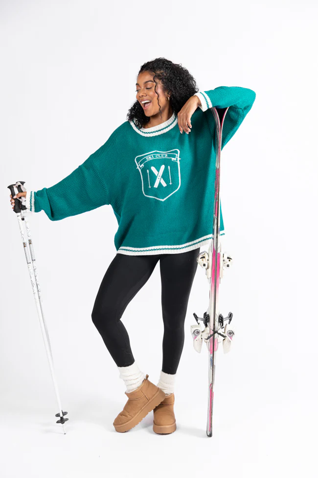 Ski Club Green and Ivory Embroidered Sweater FINAL SALE - Terpint