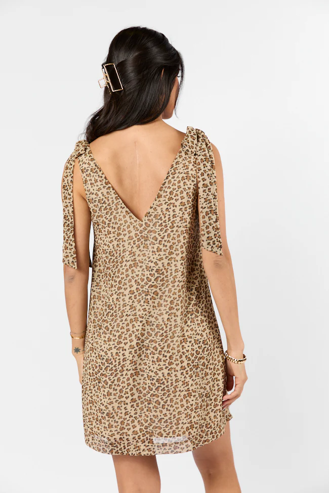 Wild Love Leopard Print Tie Shoulder Dress FINAL SALE - Terpint