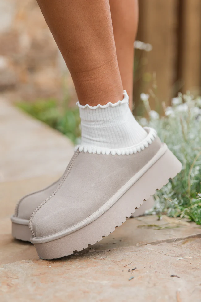 Gabbie Grey Embroidered Slippers FINAL SALE - Terpint