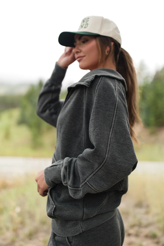 Learn As You Go Black Acid Washed Full Zip Sweatshirt FINAL SALE - Terpint
