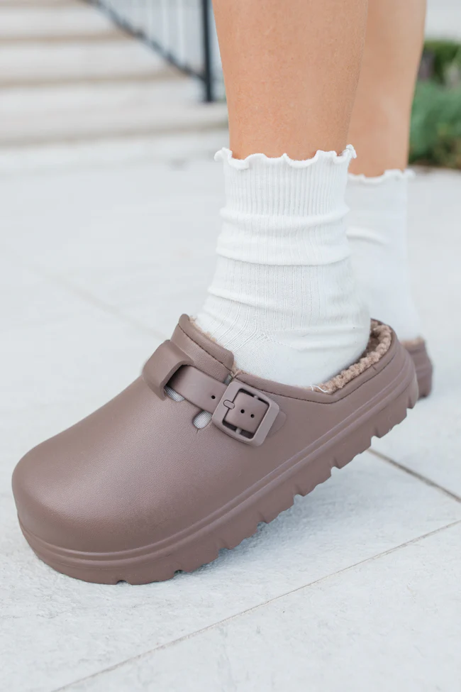 Palmer Chocolate Rubber Sherpa Lined Slip-on Clogs FINAL SALE - Terpint