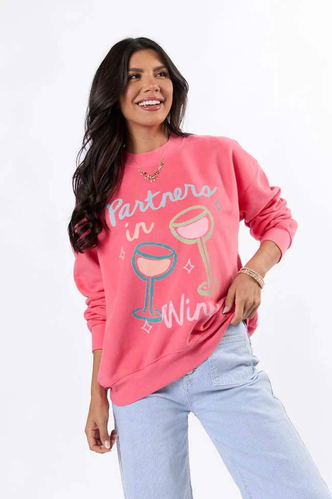 Partners in Wine Light Red Graphic Sweatshirt - Terpint