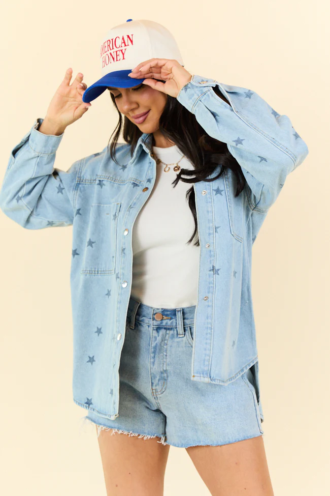 Born To Shine Star Denim Shirt SALE - Terpint