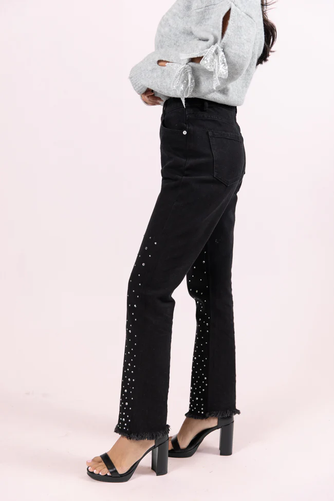 LaDonna Black Rhinestone Detail Jeans FINAL SALE - Terpint