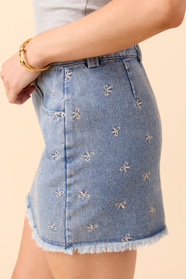 Jillian Indigo Bow Embroidered Skirt - Terpint