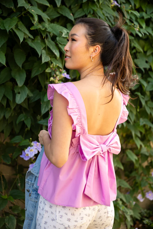 I Choose You Purple Bow Back Detail Woven Tank SALE - Terpint