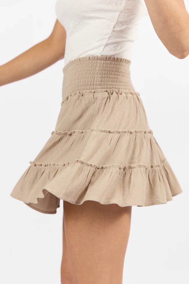Through The Garden Taupe Solid Mini Skort DOORBUSTER - Terpint