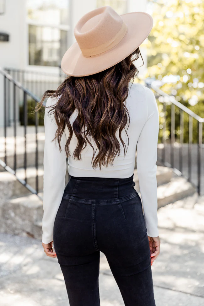 Hit Or Miss Ivory Mock Neck Bodysuit FINAL SALE - Terpint