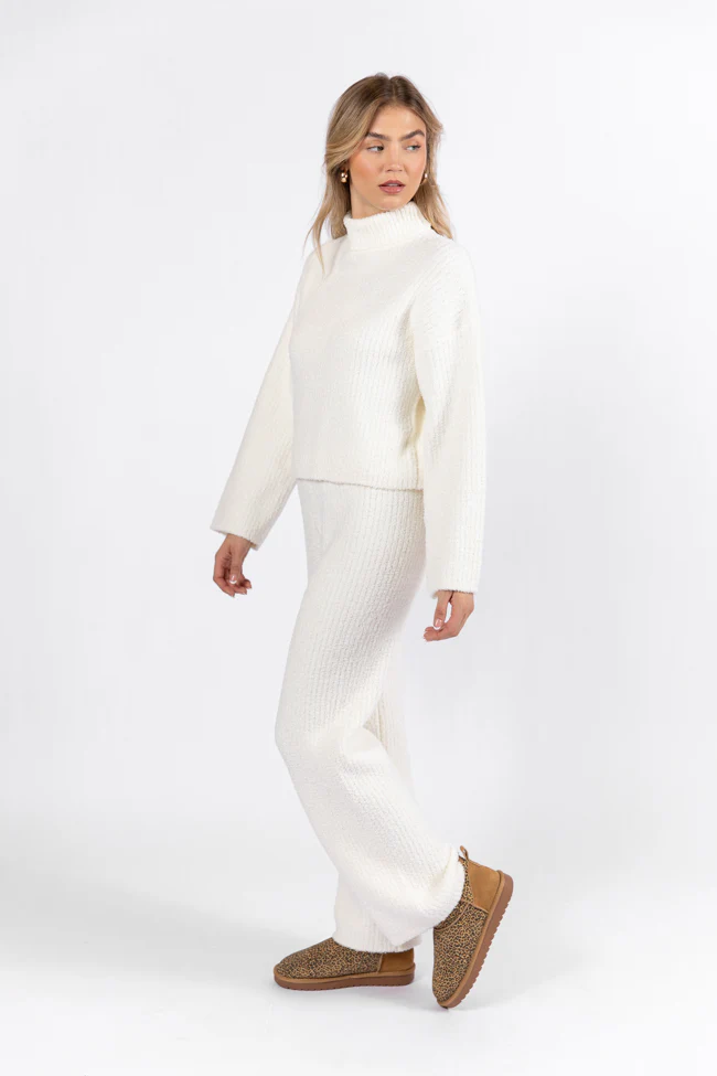 Keep It Comfy Ivory Fuzzy Turtleneck Sweater Set FINAL SALE - Terpint