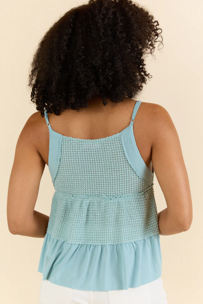 Plain And Simple Blue Knit Tank DOORBUSTER - Terpint