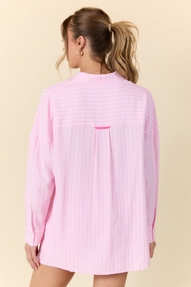 Take It Slow Pink Pinstripe Lounge Set DOORBUSTER - Terpint