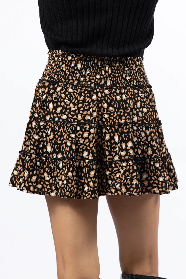 Through The Garden Black Leopard Mini Skort FINAL SALE - Terpint