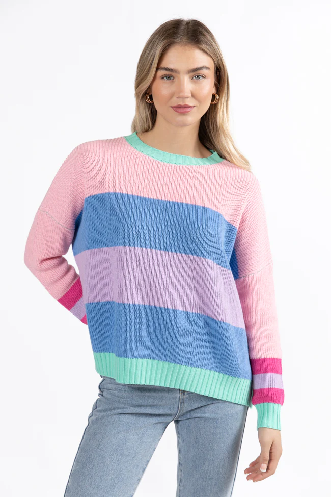 Break The Ice Multi Color Oversized Stripe Sweater FINAL SALE - Terpint