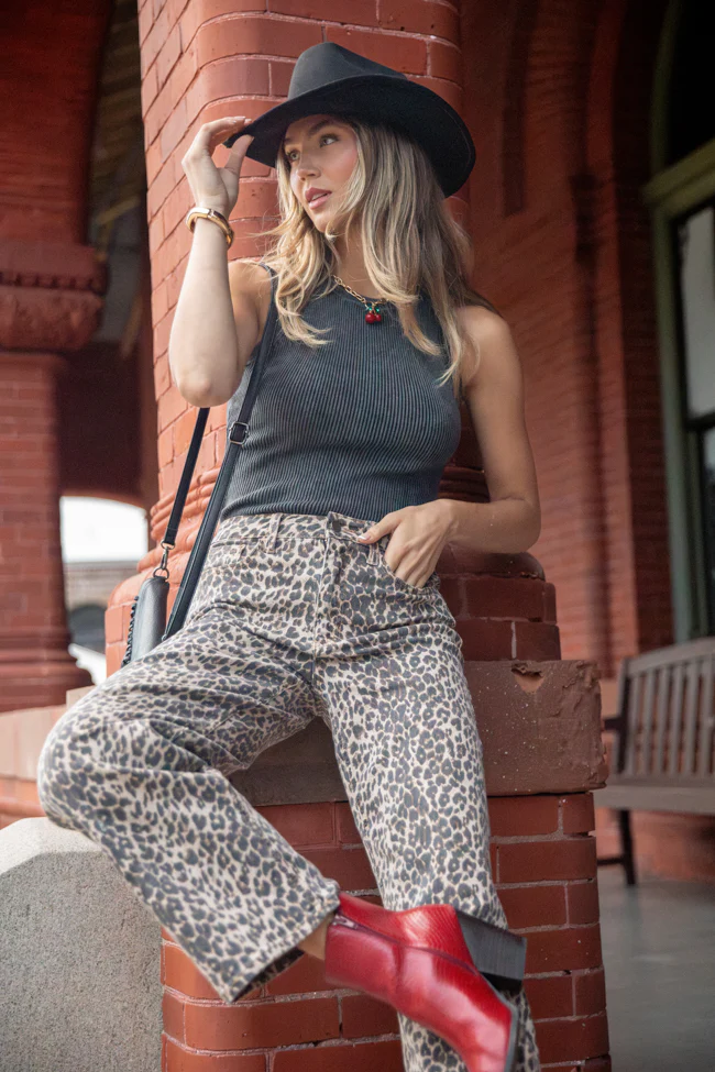 Primal Instincts Wide Leg Leopard Jeans - Terpint