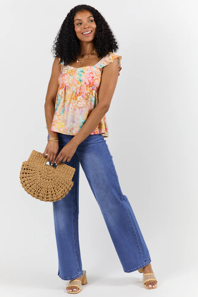Flowers On My Mind Cinched Bust Multi Print Floral Tank FINAL SALE - Terpint