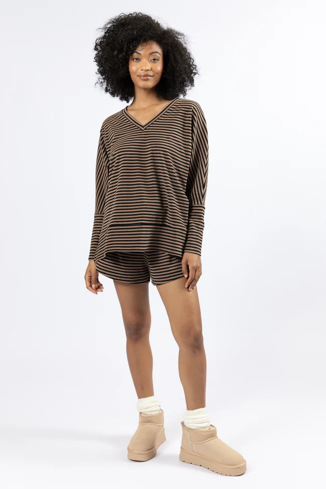 No Complaints Mocha and Black Striped Top FINAL SALE - Terpint