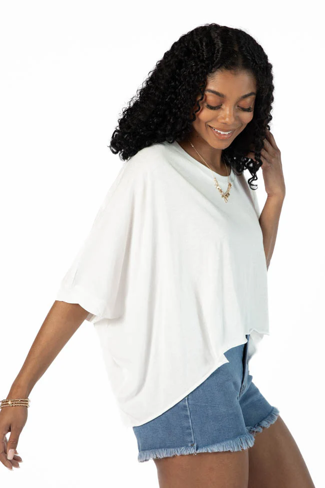 Great Days Ahead Ivory Asymmetrical Hem Tee FINAL SALE - Terpint