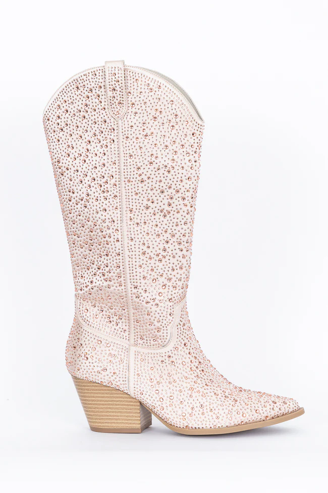 June Taupe Rhinestone Boots FINAL SALE - Terpint