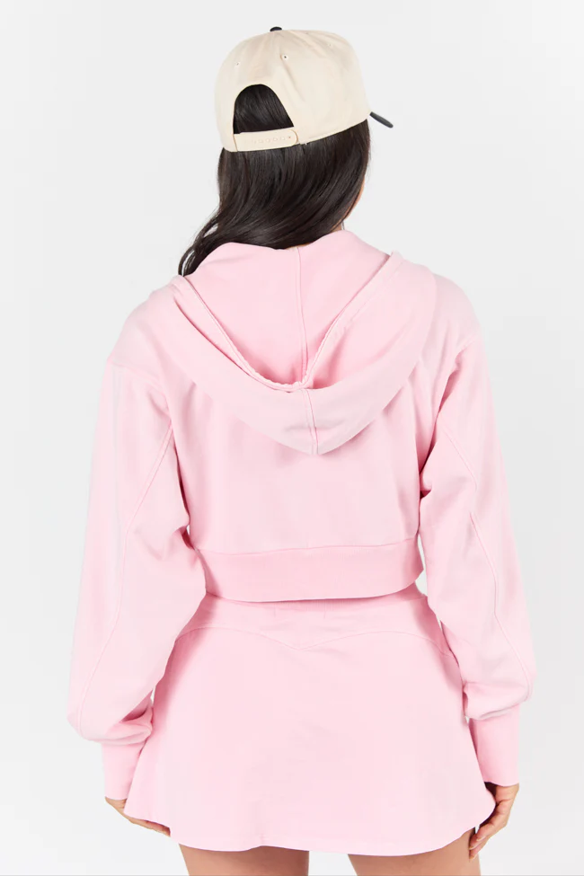 One On One Pink Cropped Hooded Jacket SALE - Terpint