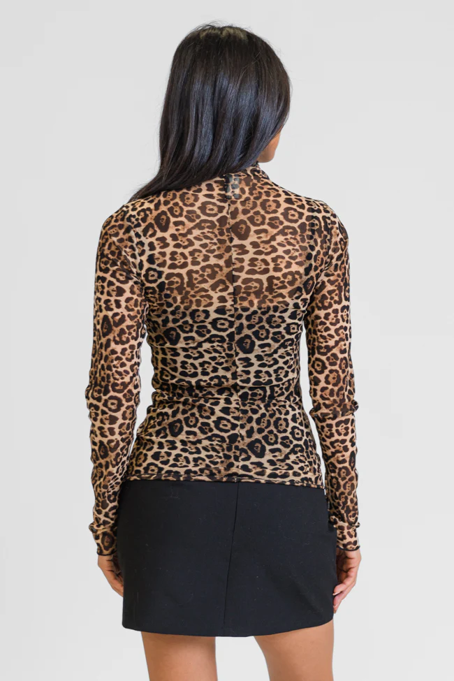 Never Stray Leopard Sheer Mock Neck Top FINAL SALE - Terpint