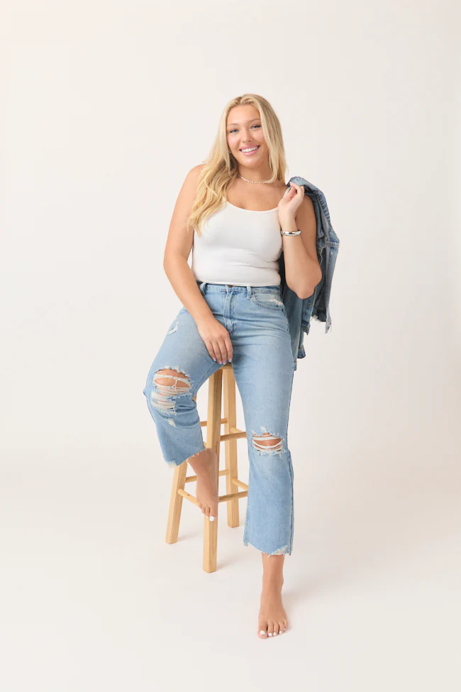 Nadine High Rise Light Denim Straight Leg Jeans - Terpint