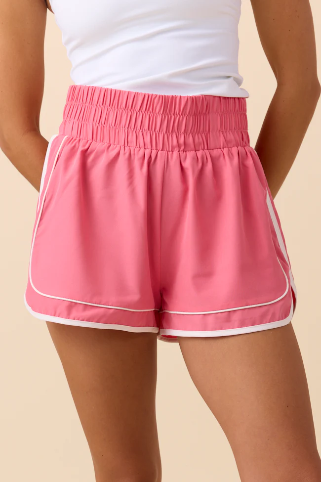 Kyra Pink Contrast Trim Shorts - Terpint