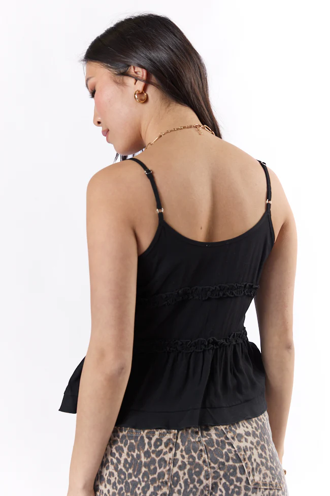 Memory Lane Black Tie Front Woven Tank SALE - Terpint