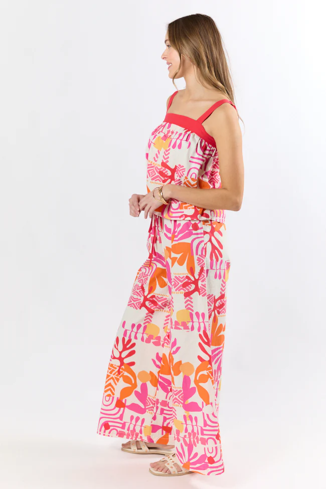 Sailing Away Multi Icon Printed Tank Top and Pant Set FINAL SALE - Terpint