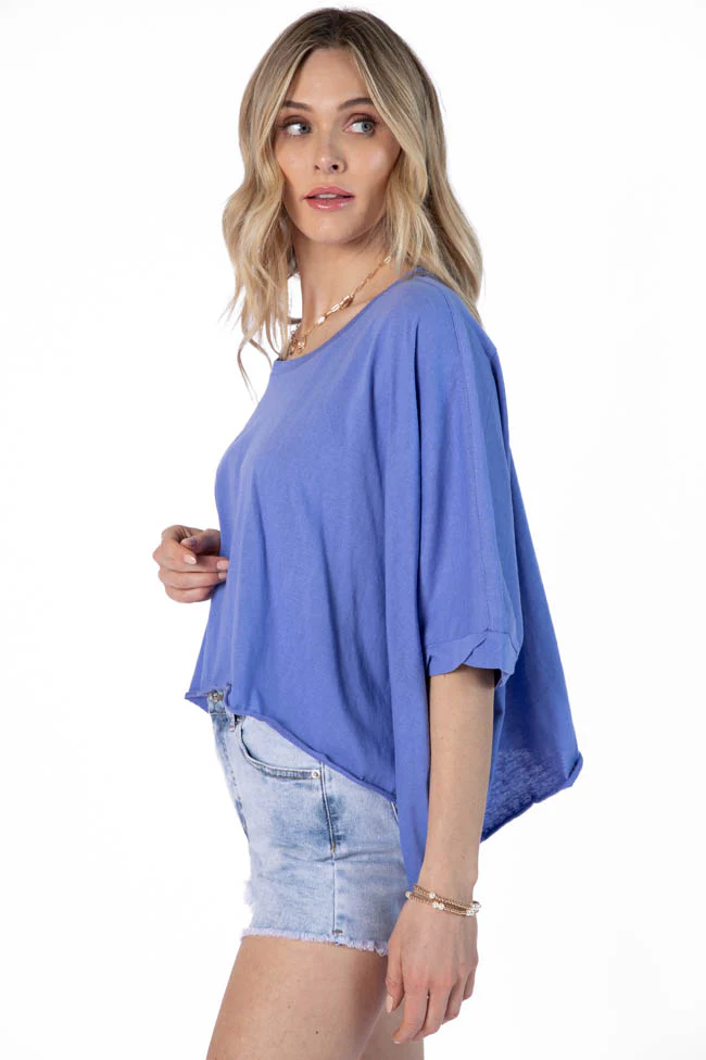 Great Days Ahead Blue Asymmetrical Hem Tee FINAL SALE - Terpint