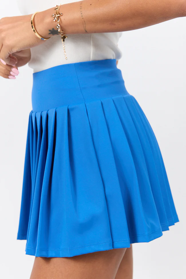 For The Win Cobalt Blue Pleated Tennis Skirt - Terpint
