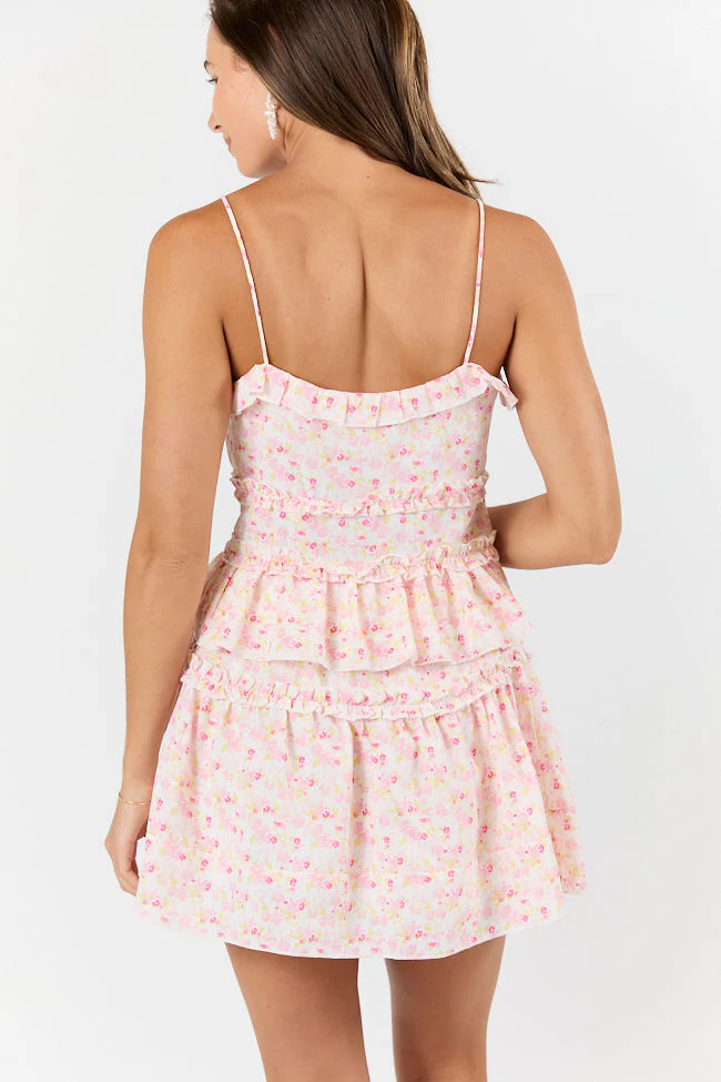 What It Takes Pink Multi Floral Ruffle Tank and Skirt Set SALE - Terpint