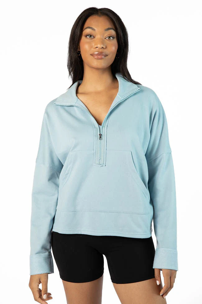 Free Throw Blue Quarter Zip Sweatshirt FINAL SALE - Terpint