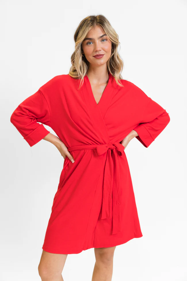 Drifting Off Red Ribbed Robe FINAL SALE - Terpint