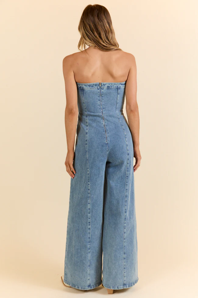 Nashville Nights Corset Denim Jumpsuit Just Classically Cassidy X Pink Lily - Terpint