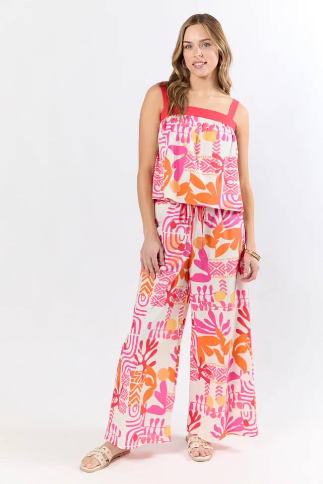 Sailing Away Multi Icon Printed Tank Top and Pant Set FINAL SALE - Terpint