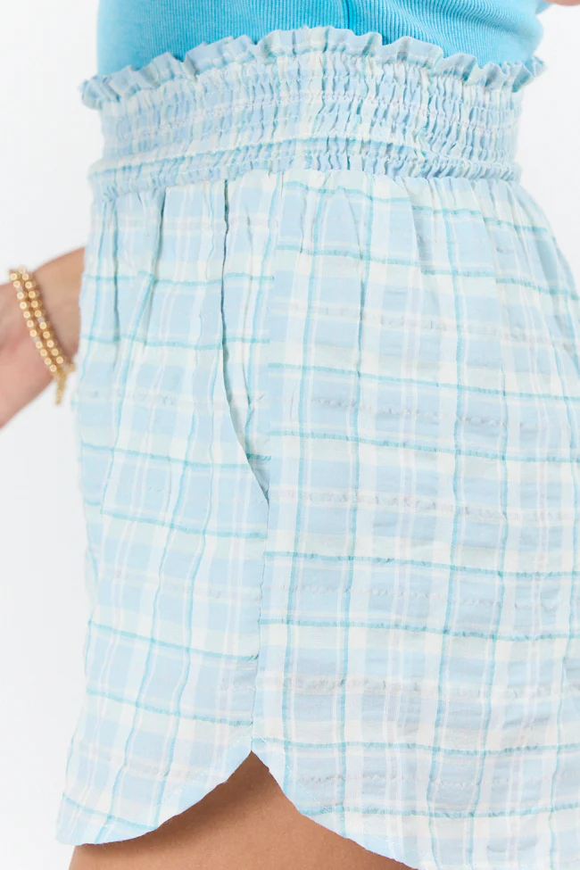 Fresh Air Blue Pull On Plaid Shorts FINAL SALE - Terpint