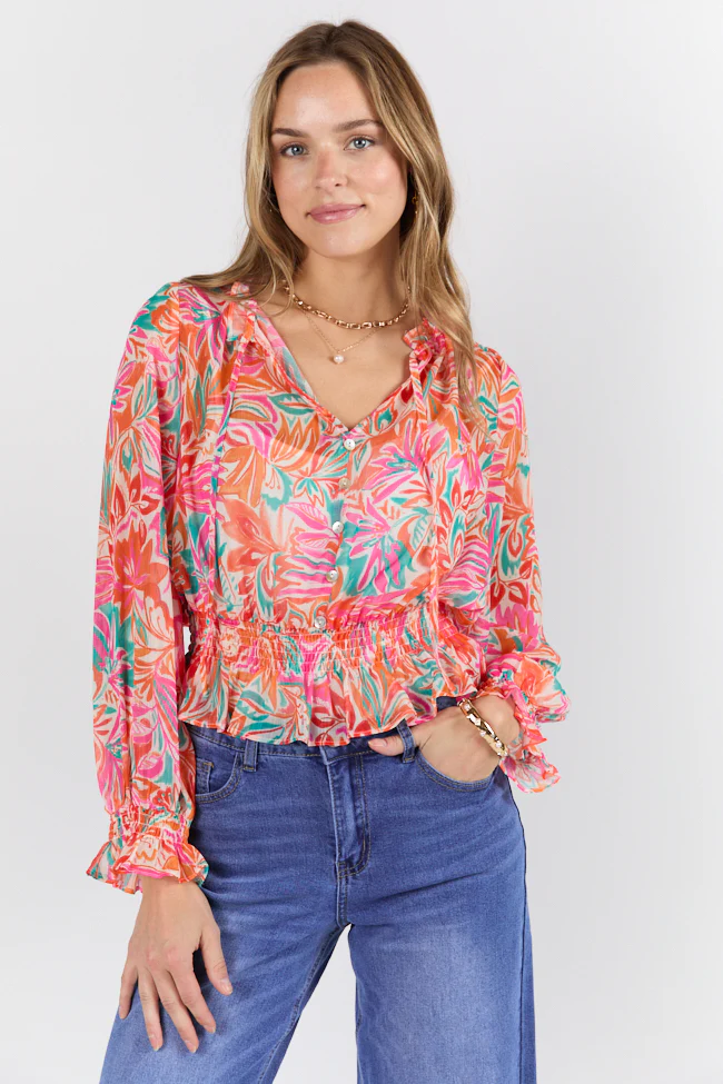 Take Me To The Tropics Multi Print Blouse With Cami Lining FINAL SALE - Terpint