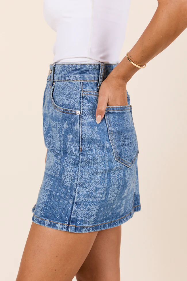 Thea Bandana Print Denim Skirt DOORBUSTER - Terpint