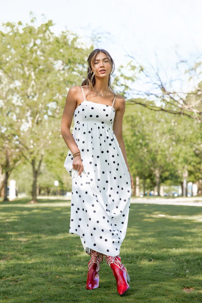 Places To Be White Polka Dot Maxi Dress FINAL SALE - Terpint