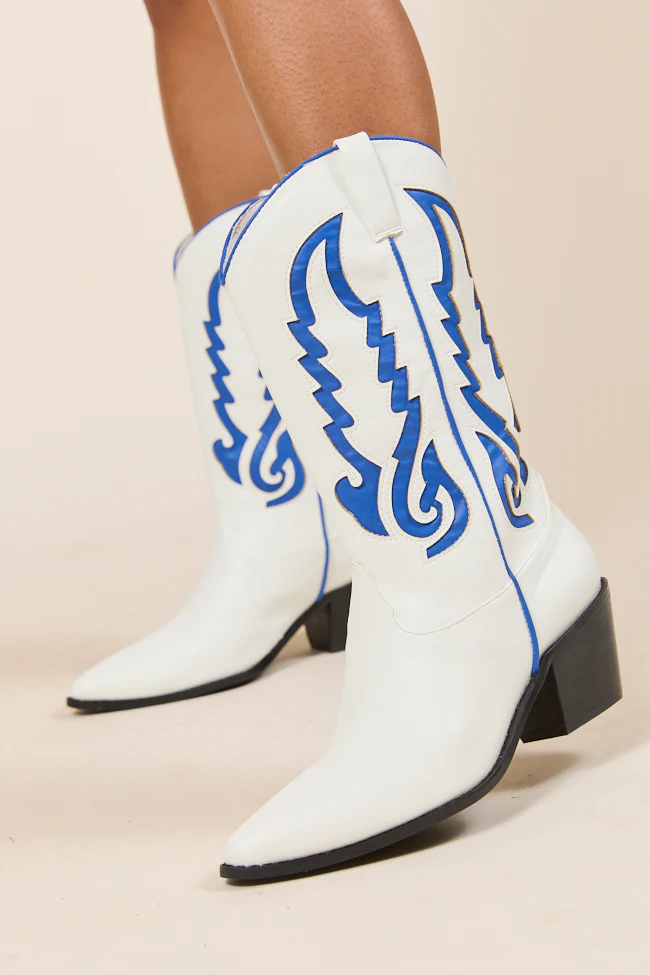 Patti Blue and White Western Boots - Terpint
