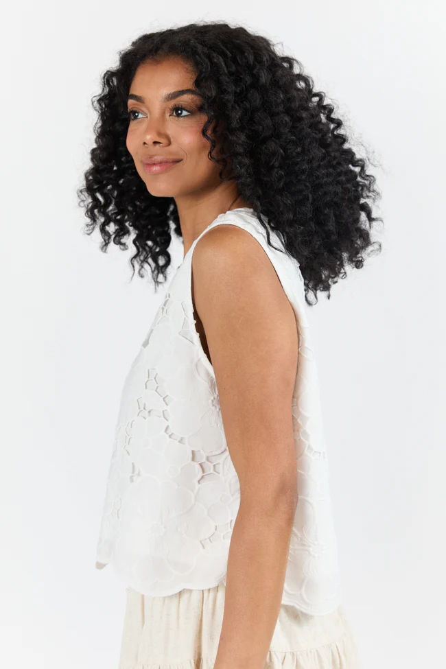 Right Through Me Ivory Eyelet Tank - Terpint