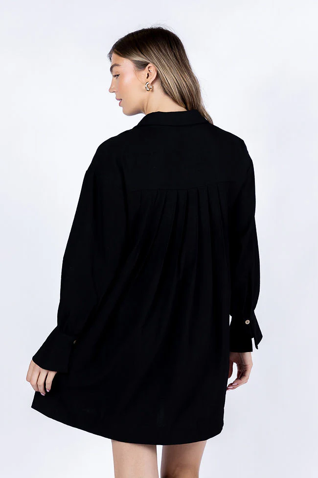 Write This Down Black Button Up Shirt Dress FINAL SALE - Terpint