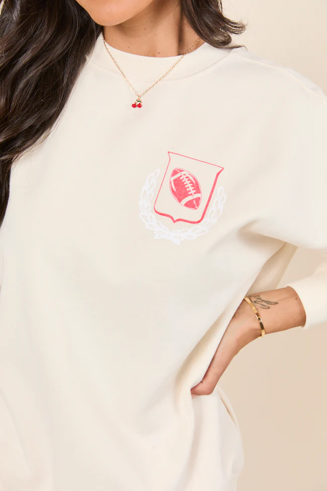 Meet Me At The Tailgate Cream Graphic Sweatshirt - Terpint