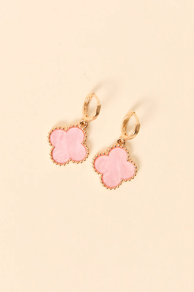 Tilly Clover Pink Huggie Earrings - Terpint