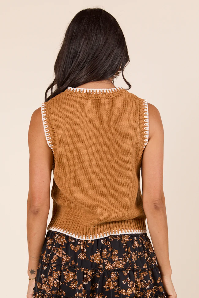 Selah Sleeveless Brown Western Sweater Vest - Terpint